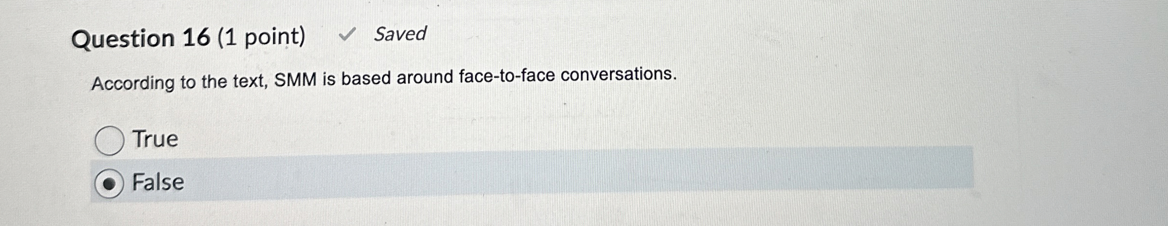  Question 16(1 point) Saved According to the text, SMM is based