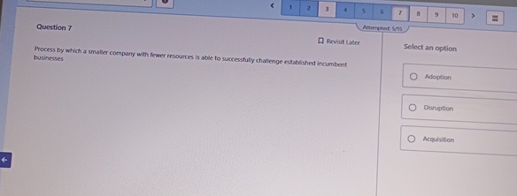  Question 7 Acterpotect Sns Revastlater Process by which a smaller compary