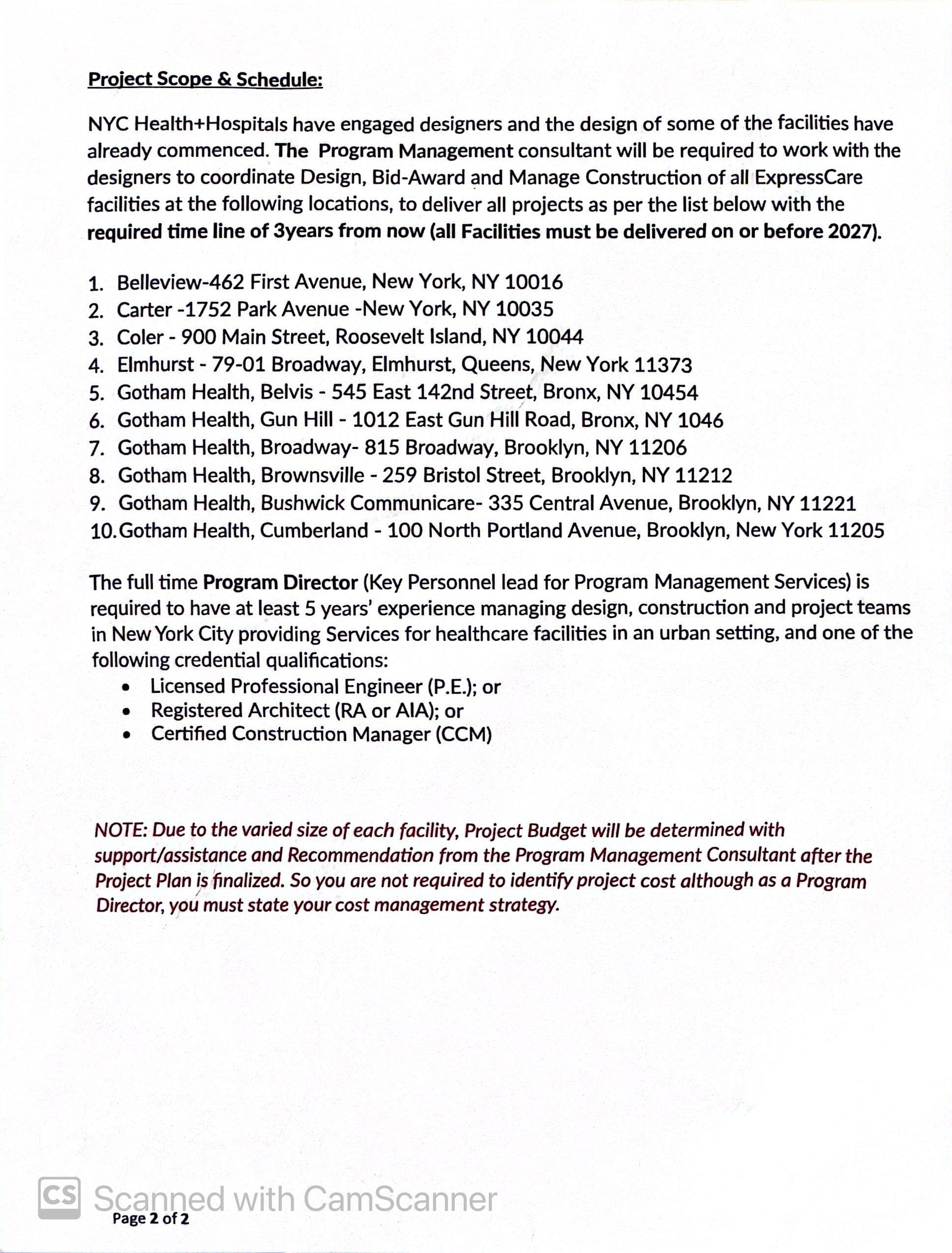  Your firm has been awarded the Program Management Consultancy for the