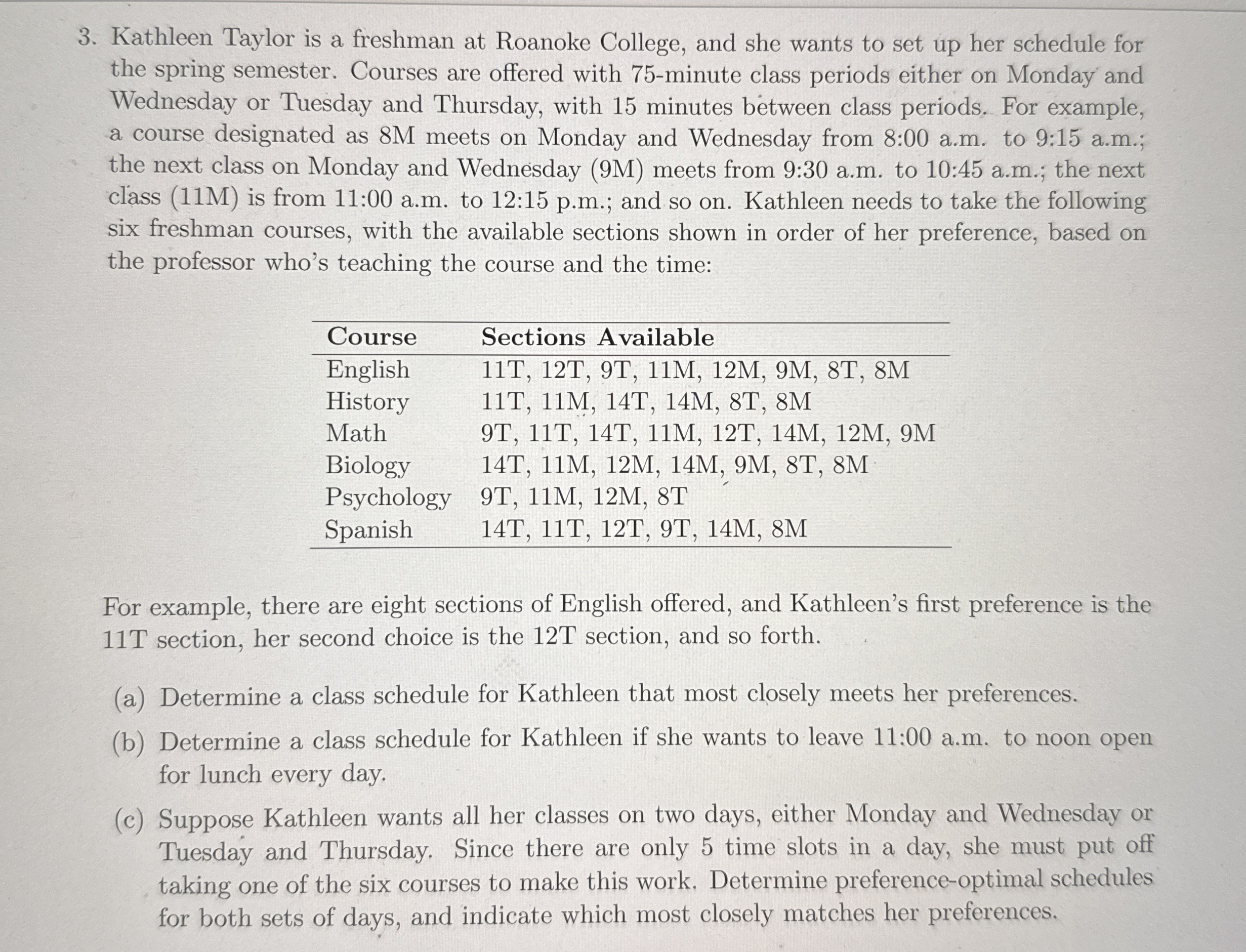  Please solve using Excel Solver: Kathleen Taylor is a freshman at