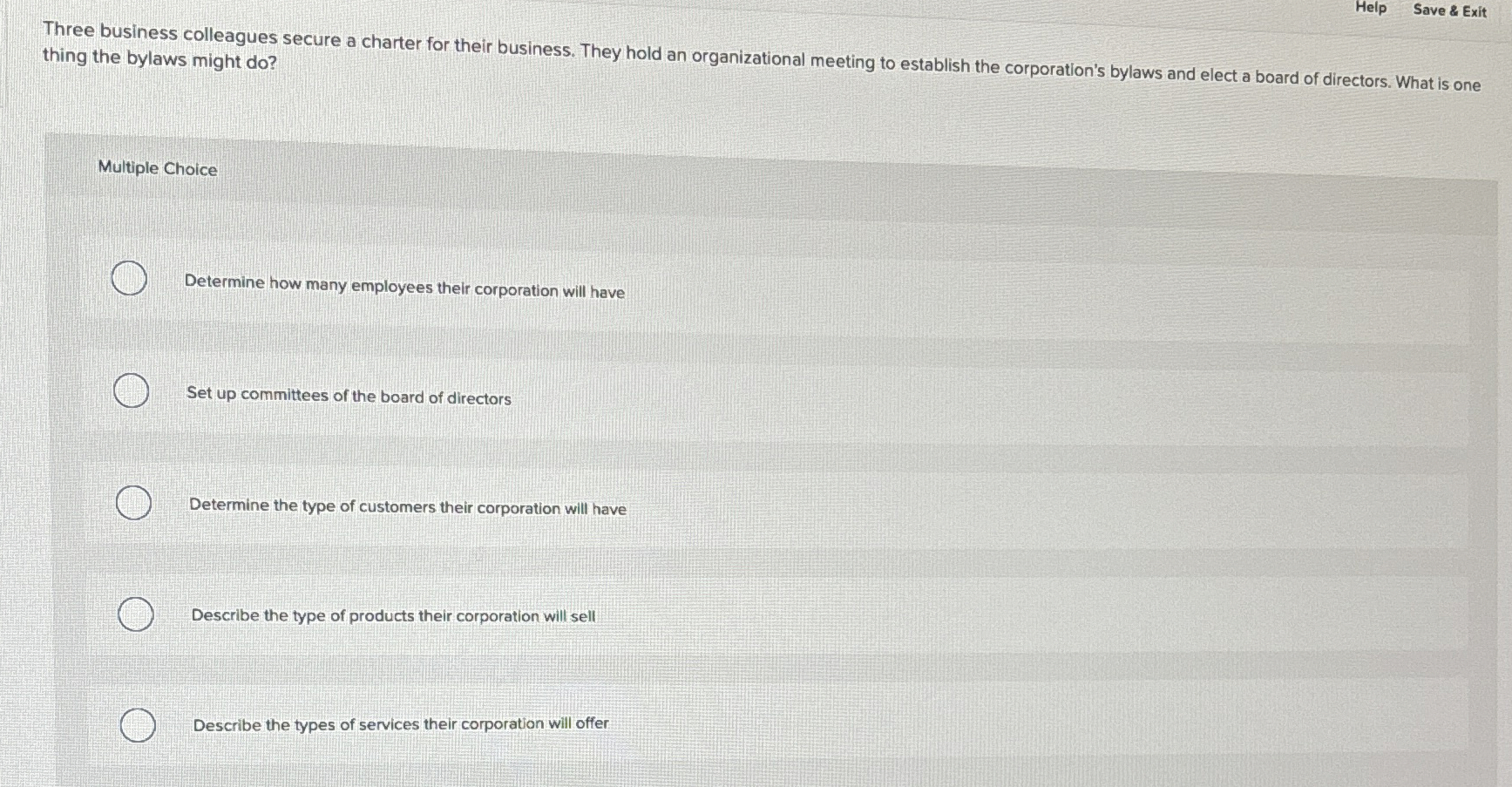  Help Save & Exit Three business colleagues secure a charter for
