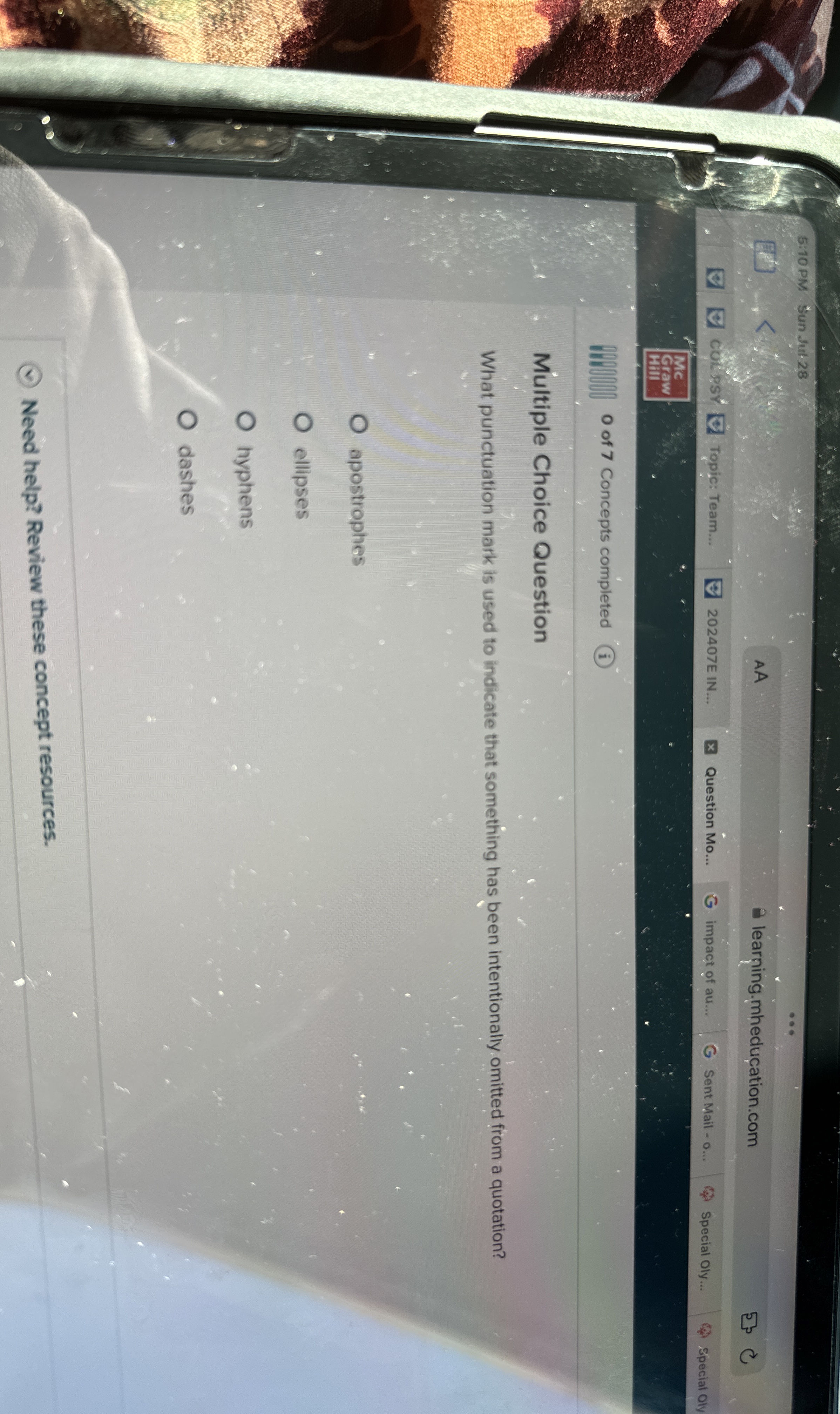  AA learning.mheduation.com cULesy Topic: Team... 202407E IN... Question Mo... impact of