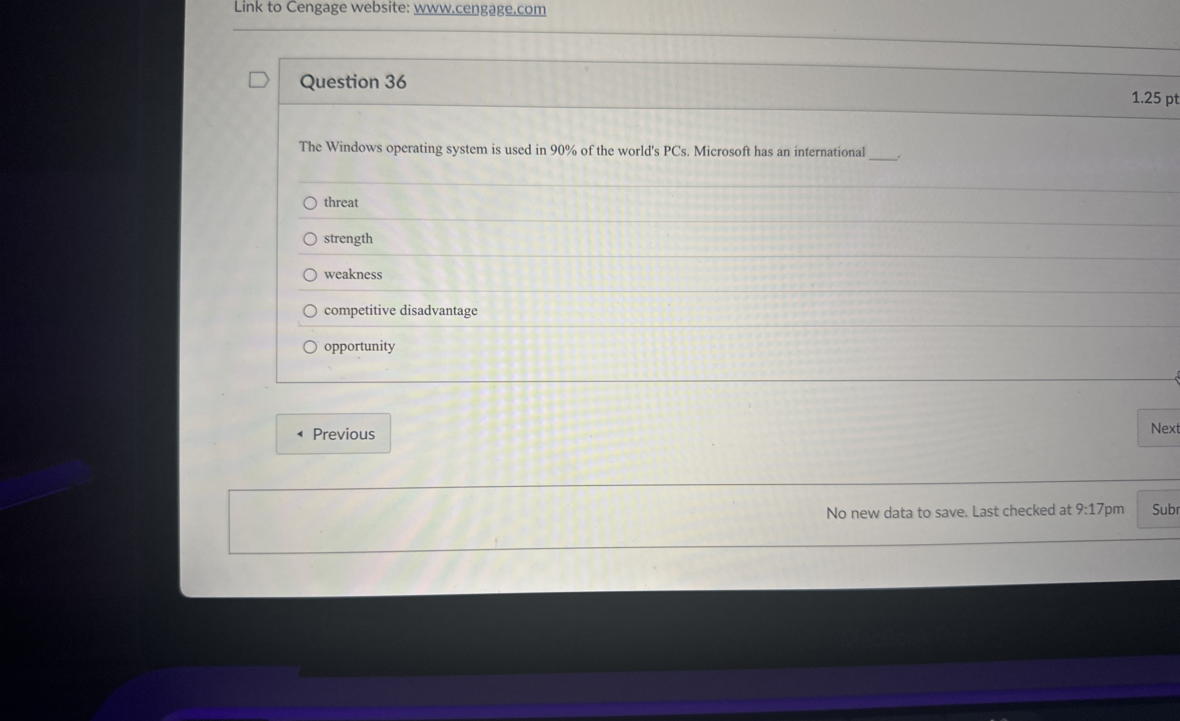  Question 36 The Windows operating system is used in 90% of
