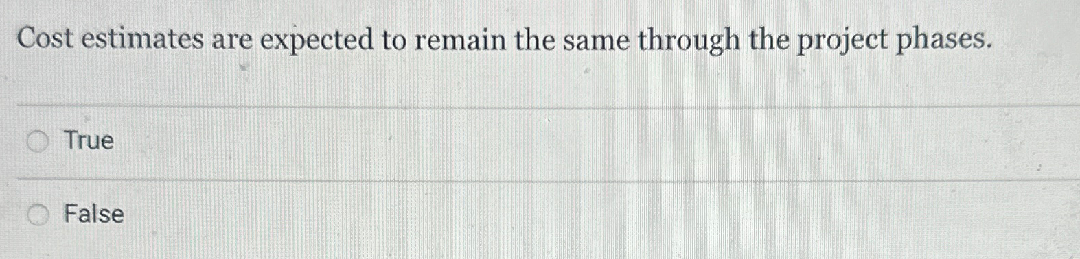  Cost estimates are expected to remain the same through the project