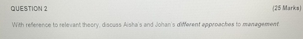  (25 Marks) With reference to relevant theory, discuss Aisha's and Johan's