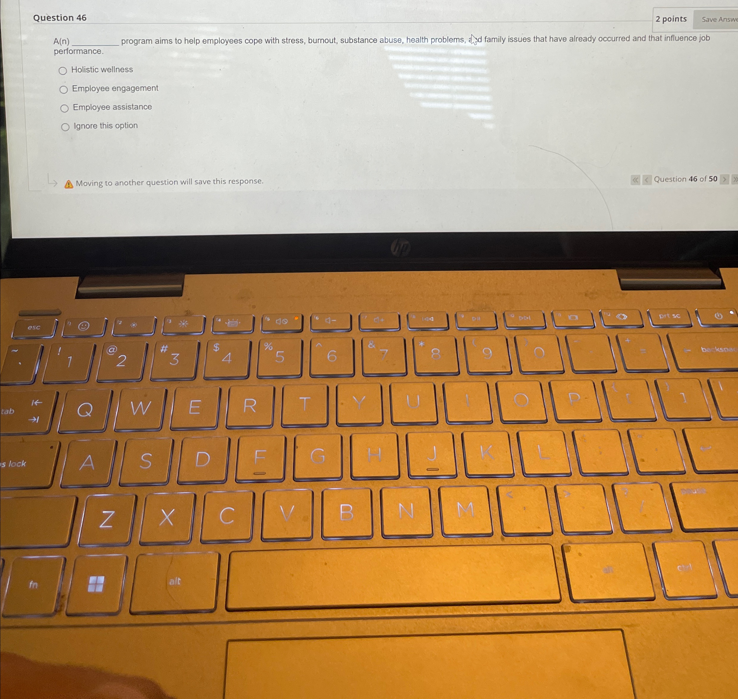  Question 46 2 points A(n) program aims to help employees cope