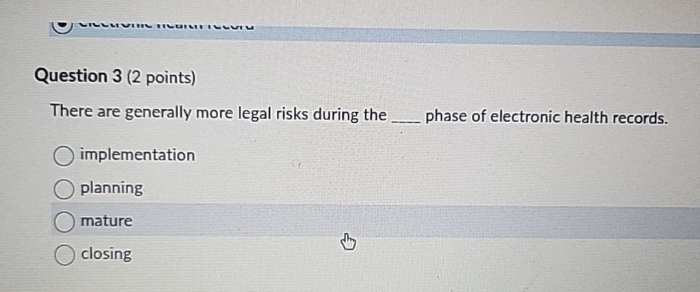  Question 3(2 points) There are generally more legal risks during the