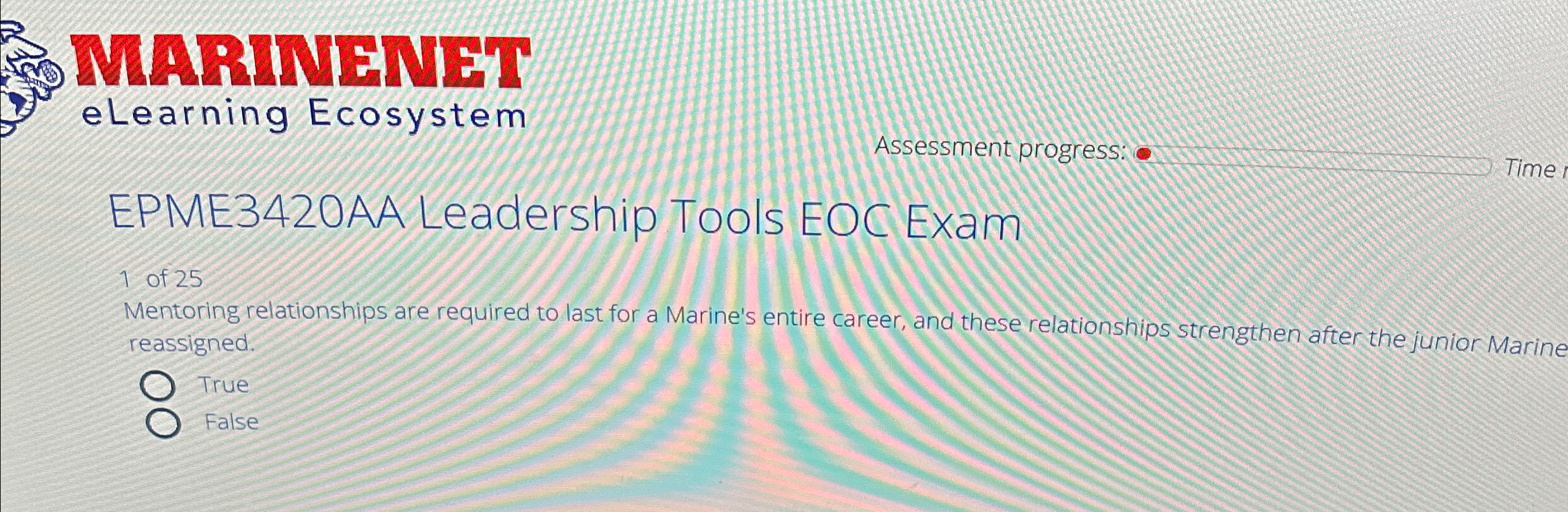 mor 1 eLearning Ecosystem Assessment progress: EPME3420AA Leadership Tools EOC Exam