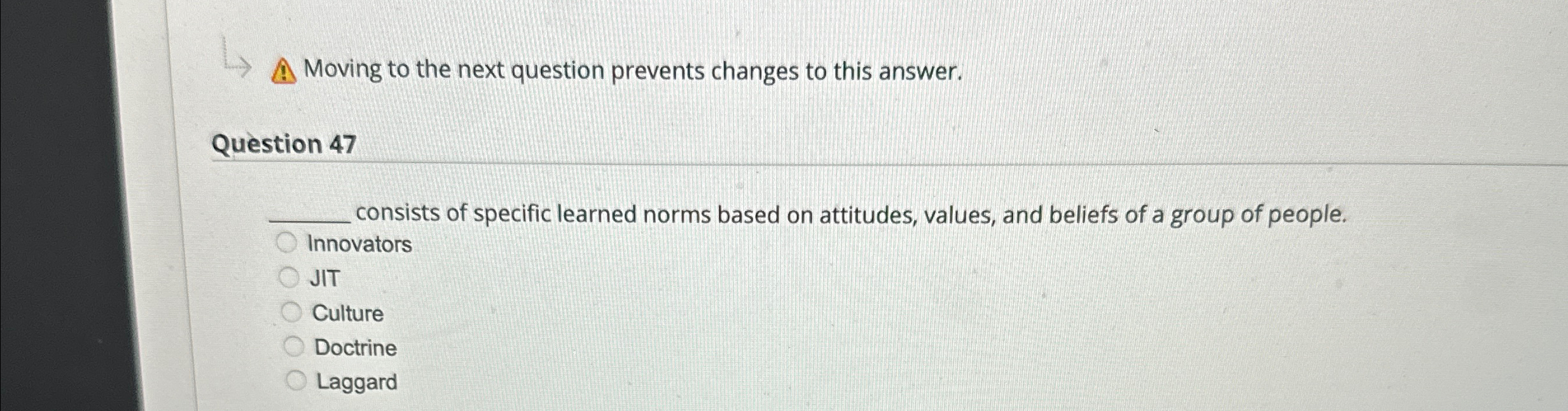  Moving to the next question prevents changes to this answer. Question