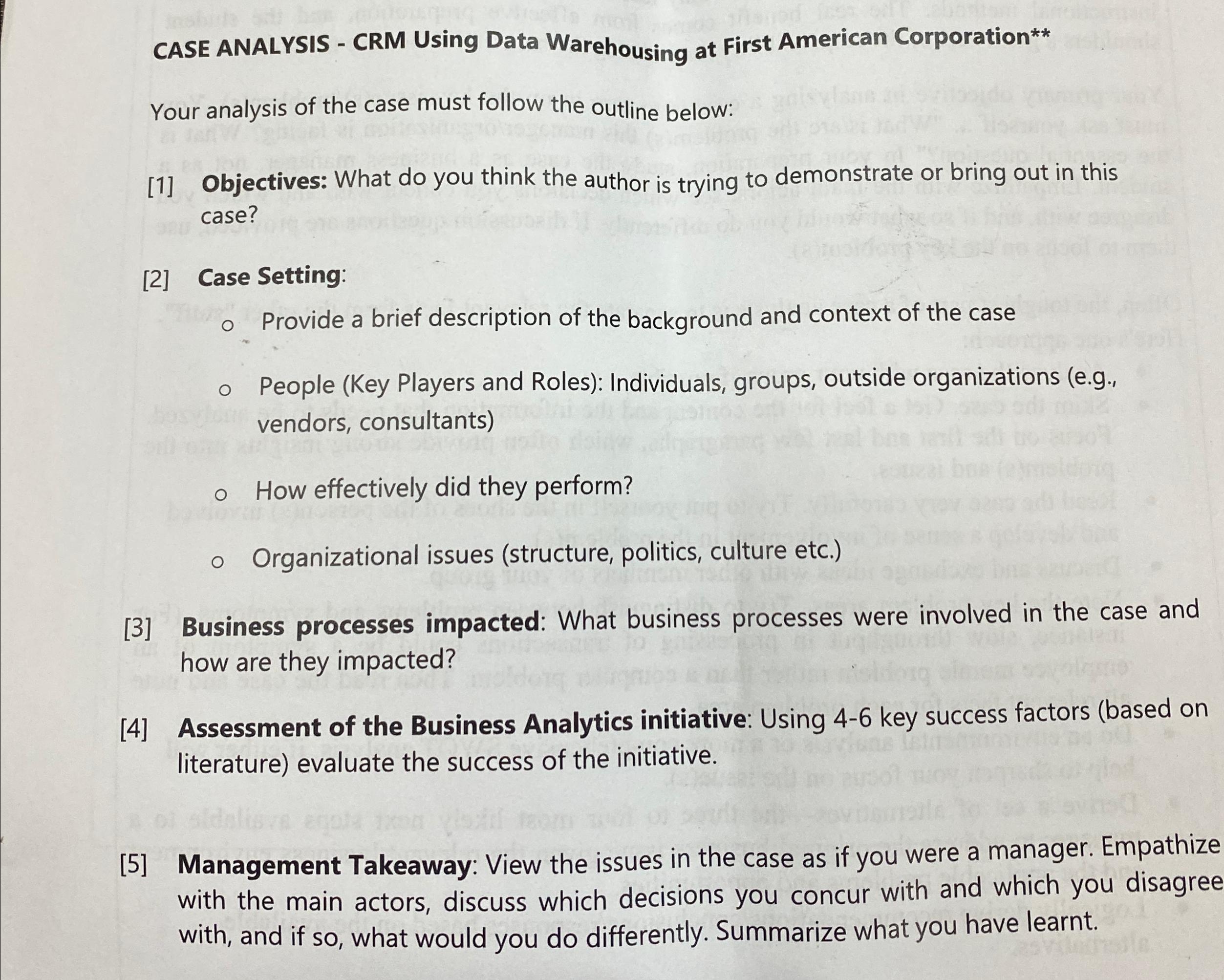  CASE ANALYSIS - CRM Using Data Warehousing at First American Corporation**