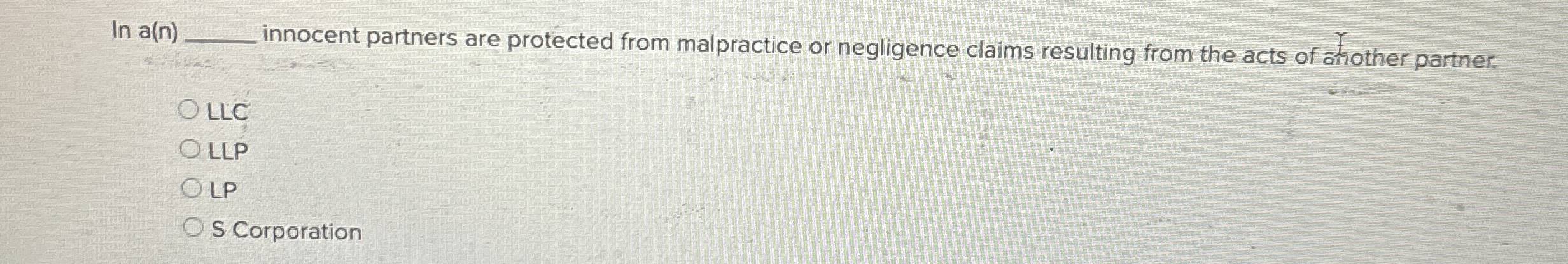 lna(n) innocent partners are protected from malpractice or negligence claims resulting