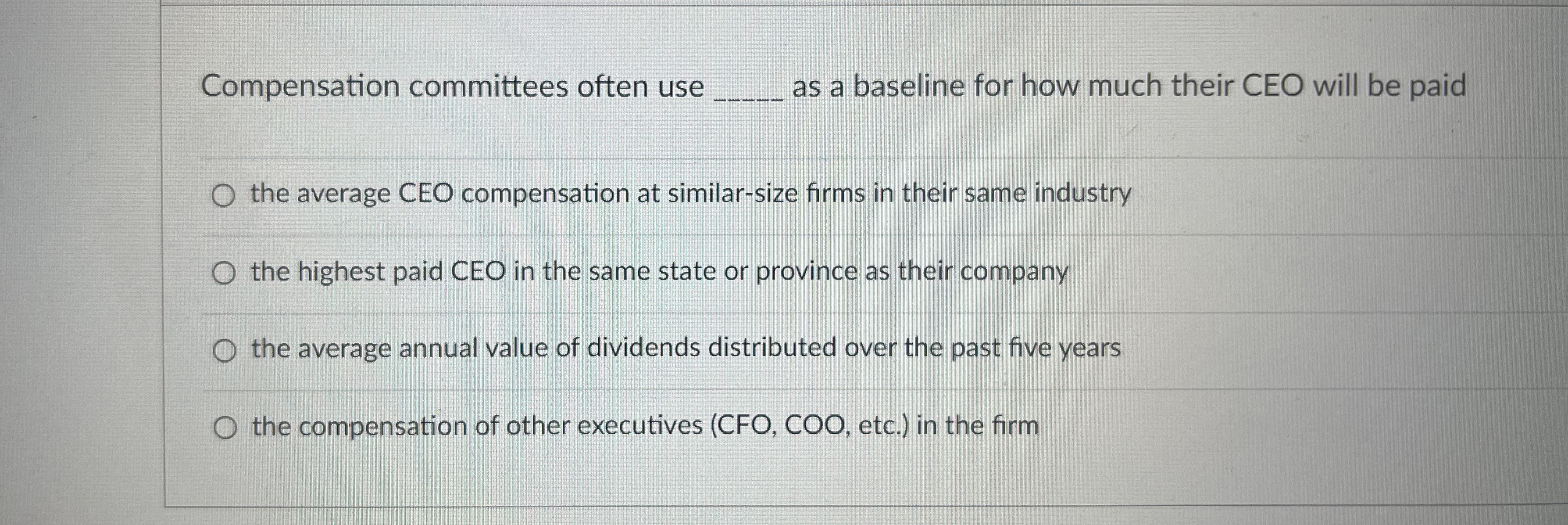  Compensation committees often use q, as a baseline for how much