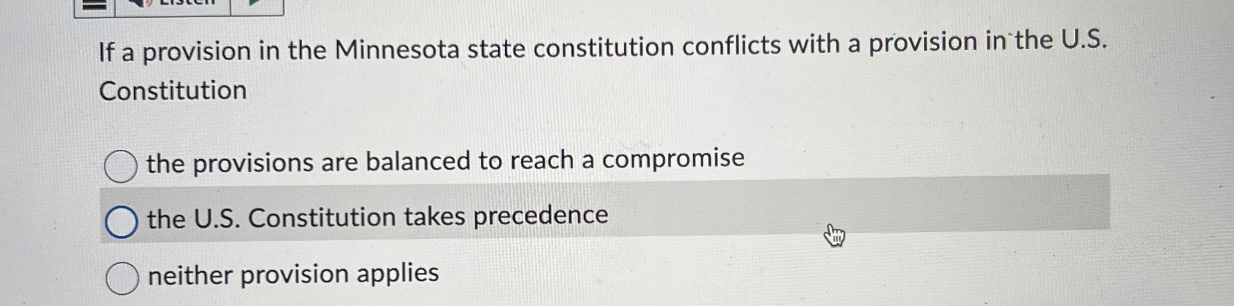  If a provision in the Minnesota state constitution conflicts with a