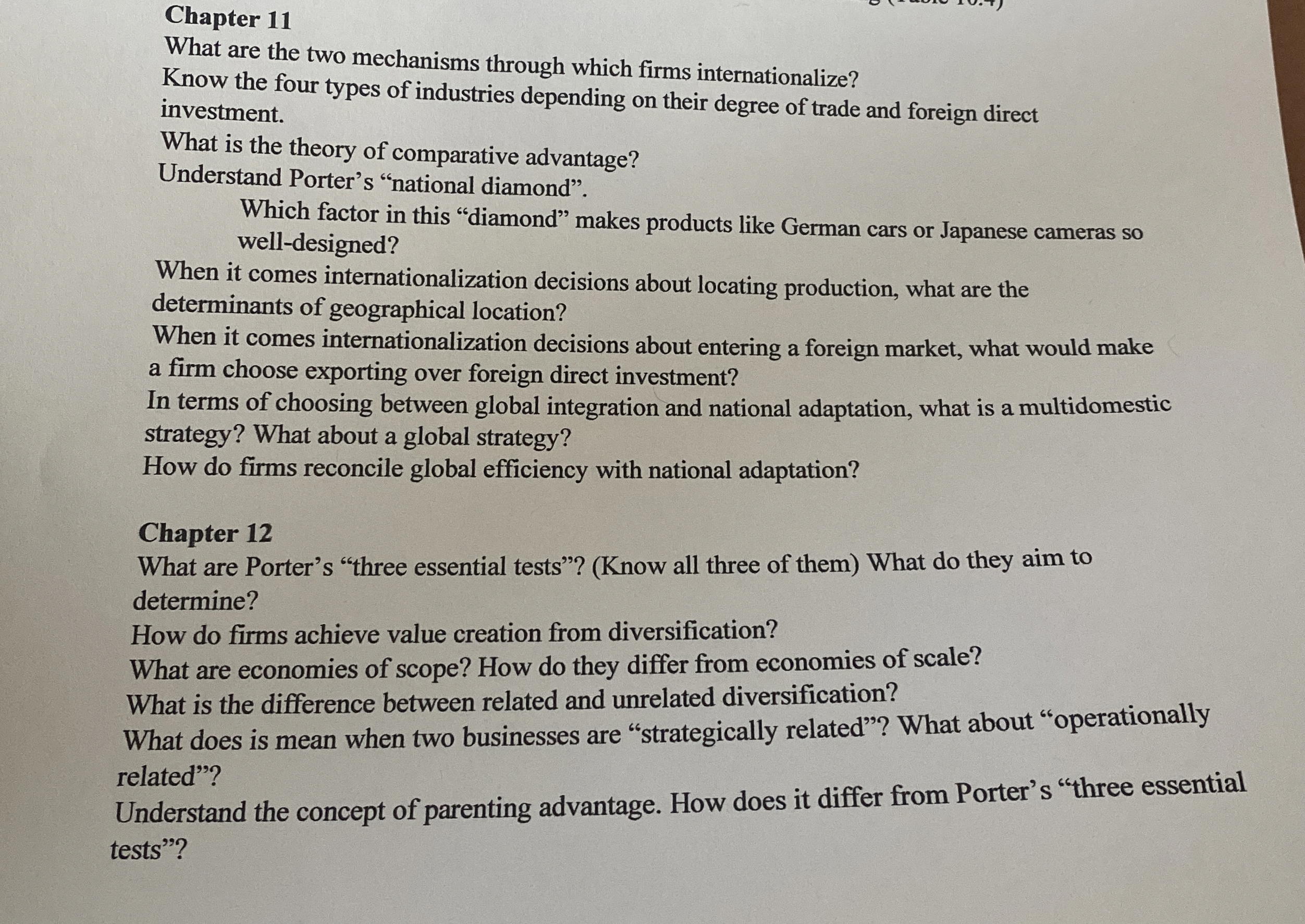  Chapter 11 What are the two mechanisms through which firms internationalize?