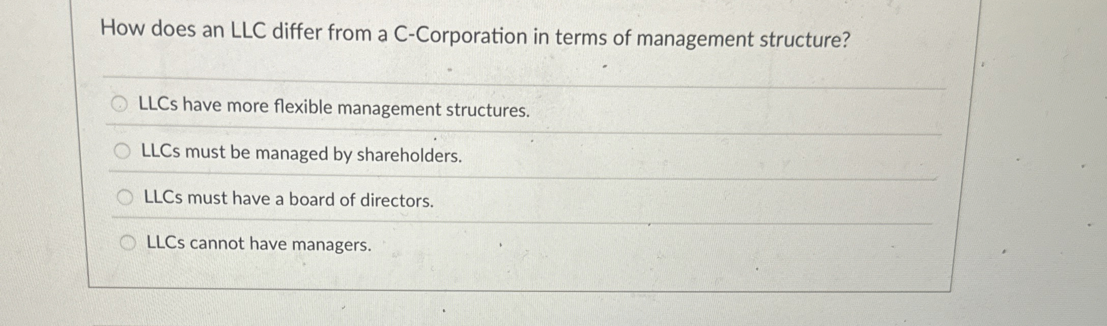  How does an LLC differ from a C-Corporation in terms of