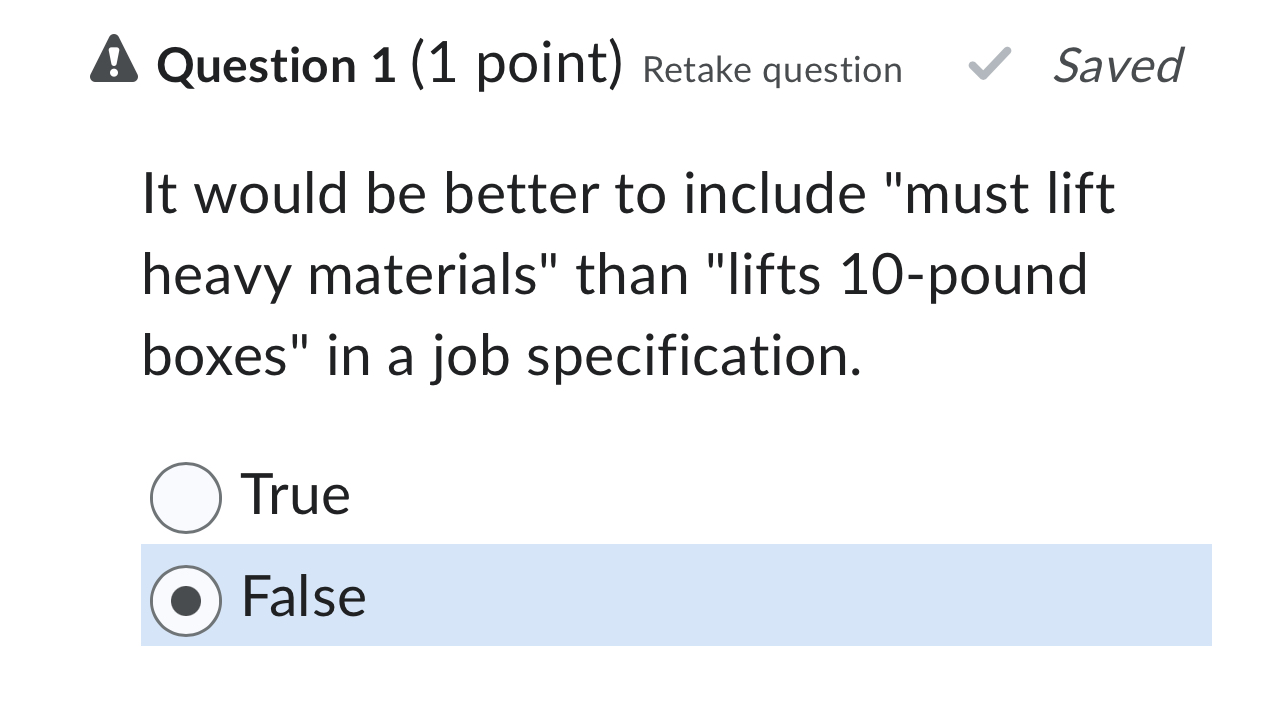  Question 1(1 point) Retake question It would be better to include
