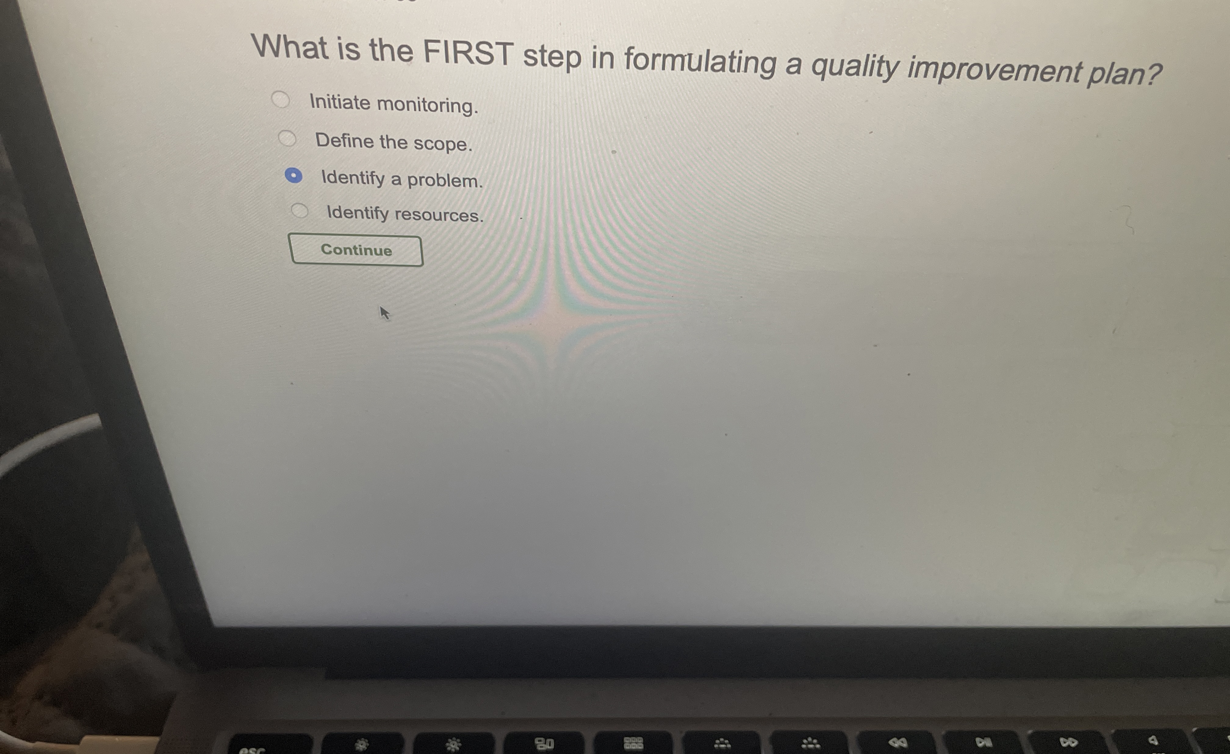  What is the FIRST step in formulating a quality improvement plan?
