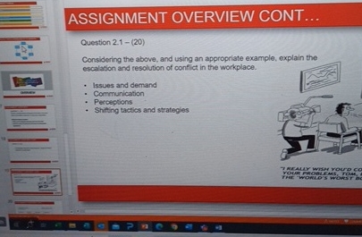  ASSIGNMENT OVERVIEW CONT... Question 2.1-(20) Considering the above, and using an