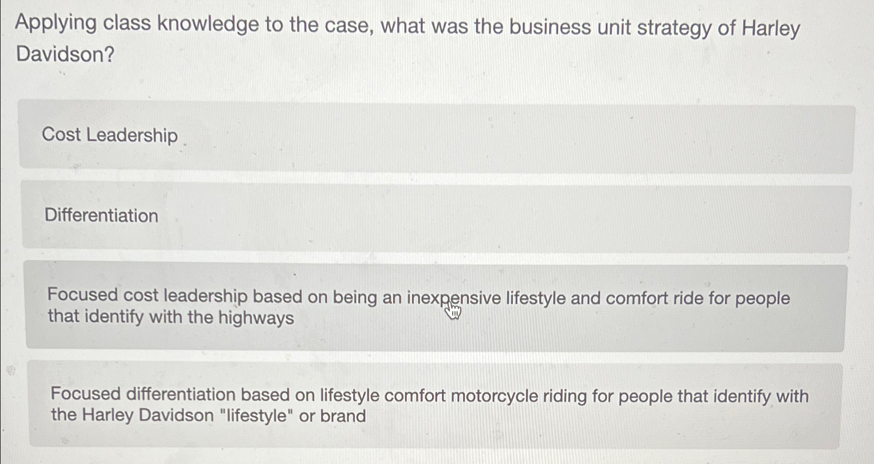  Applying class knowledge to the case, what was the business unit