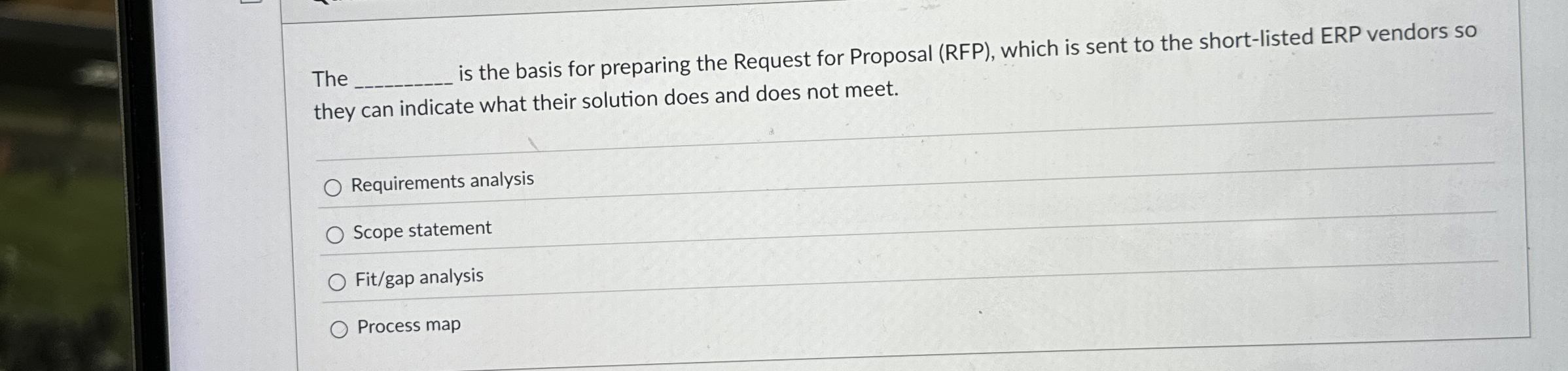  The q, is the basis for preparing the Request for Proposal