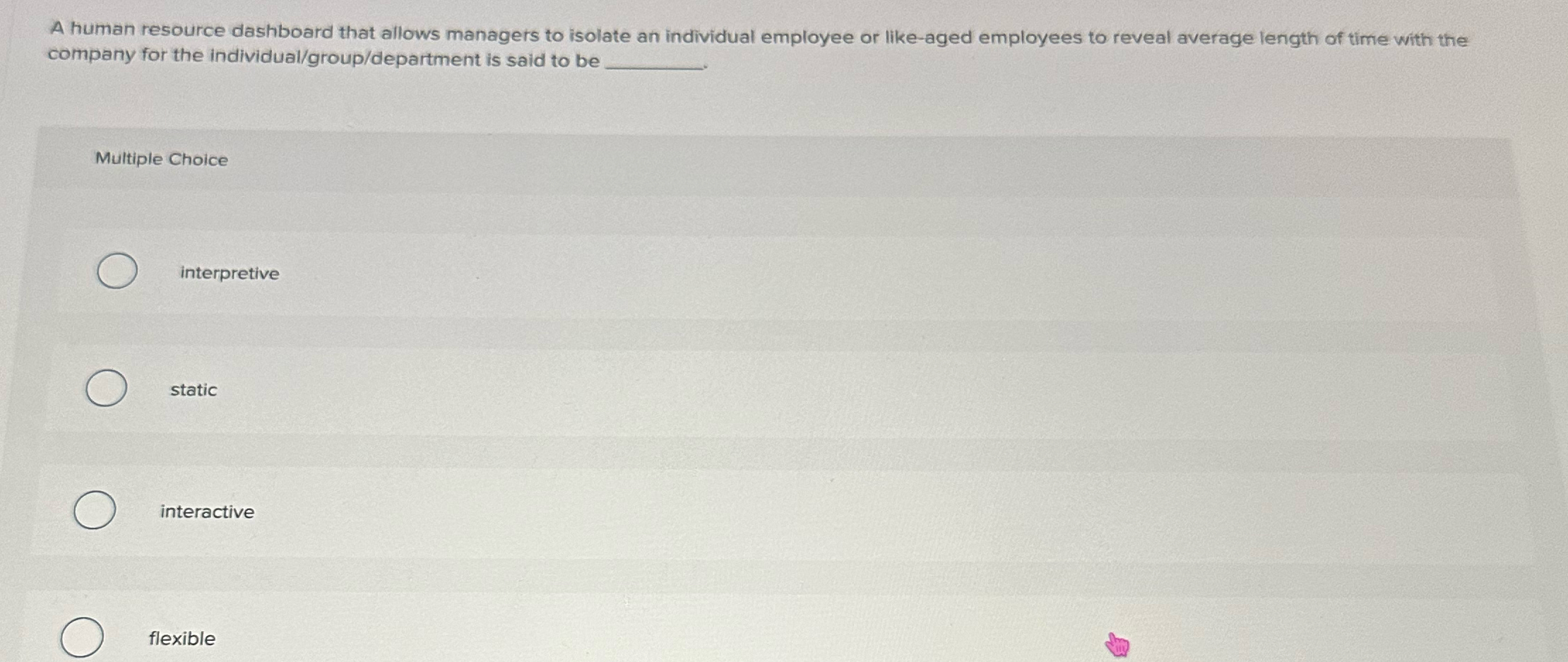  A human resource dashboard that allows managers to isolate an individual