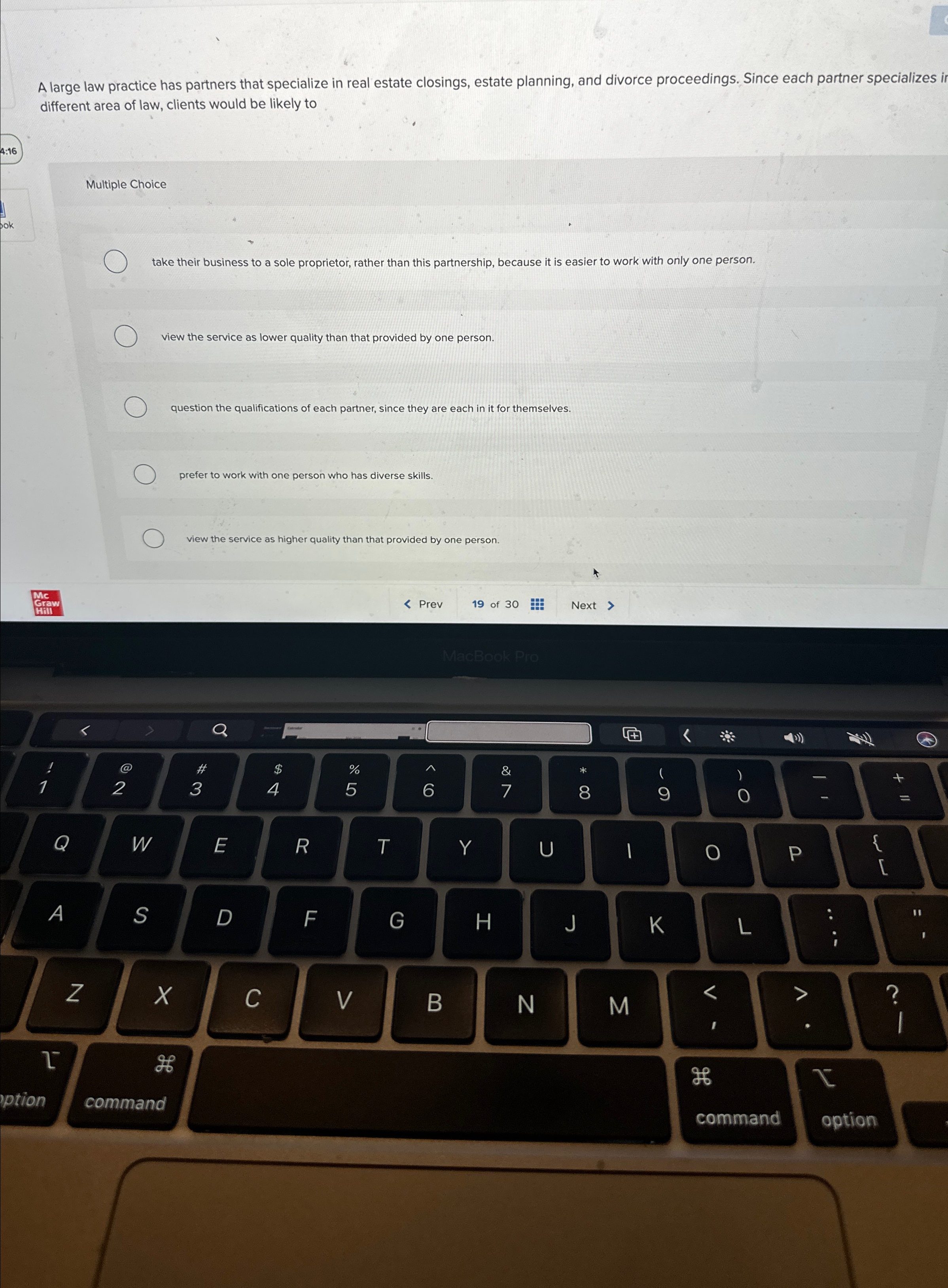  A large law practice has partners that specialize in real estate