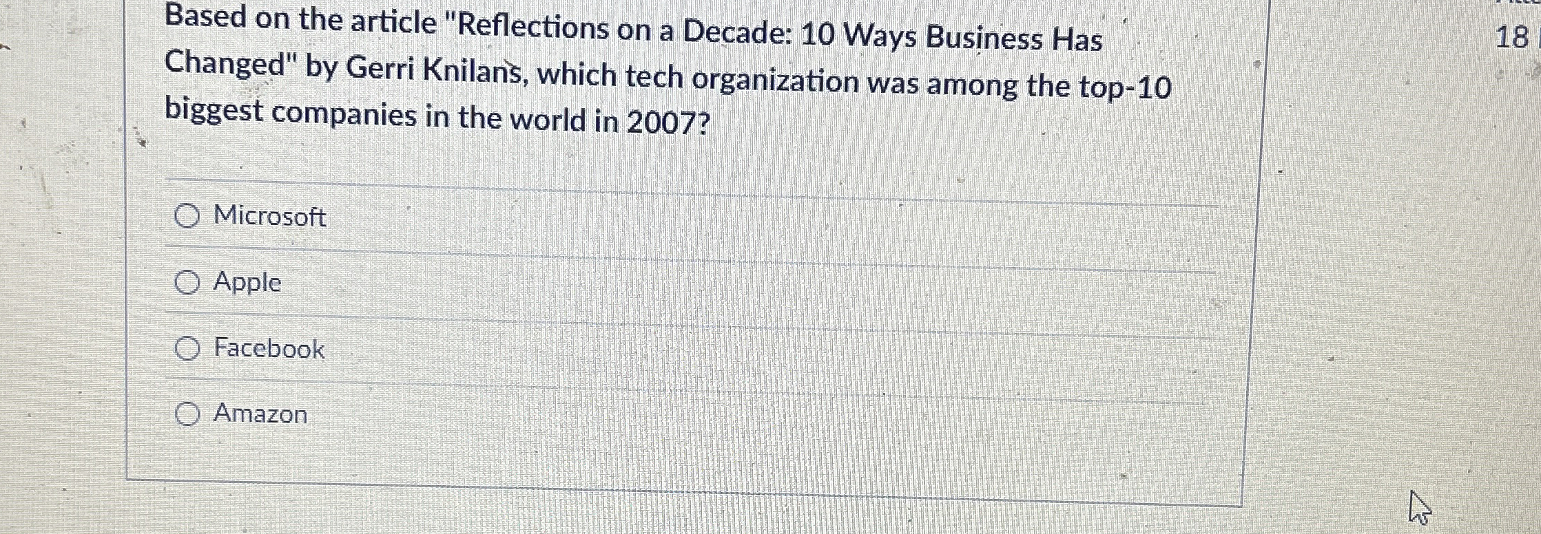  Based on the article "Reflections on a Decade: 10 Ways Business