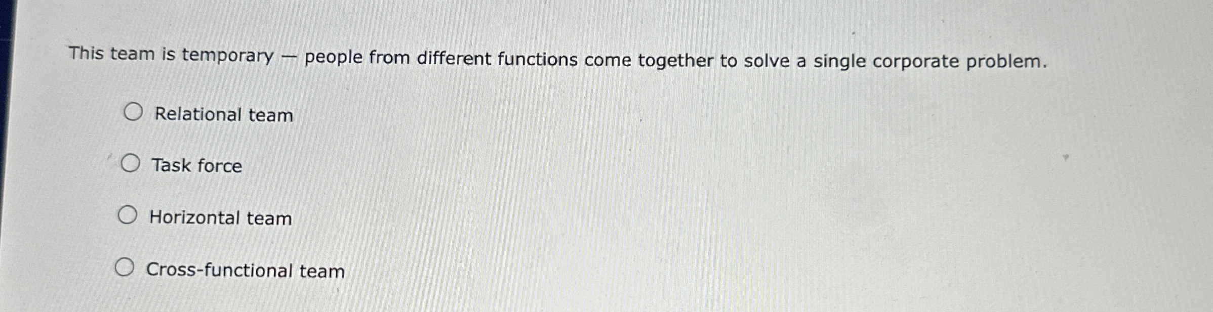  This team is temporary - people from different functions come together