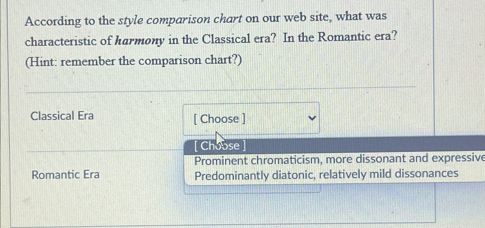  According to the style comparison chart on our web site, what