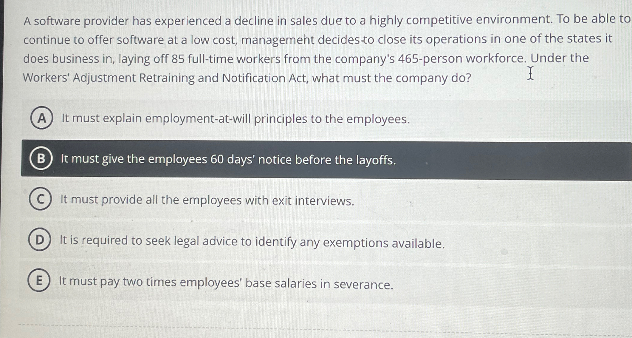  A software provider has experienced a decline in sales due to