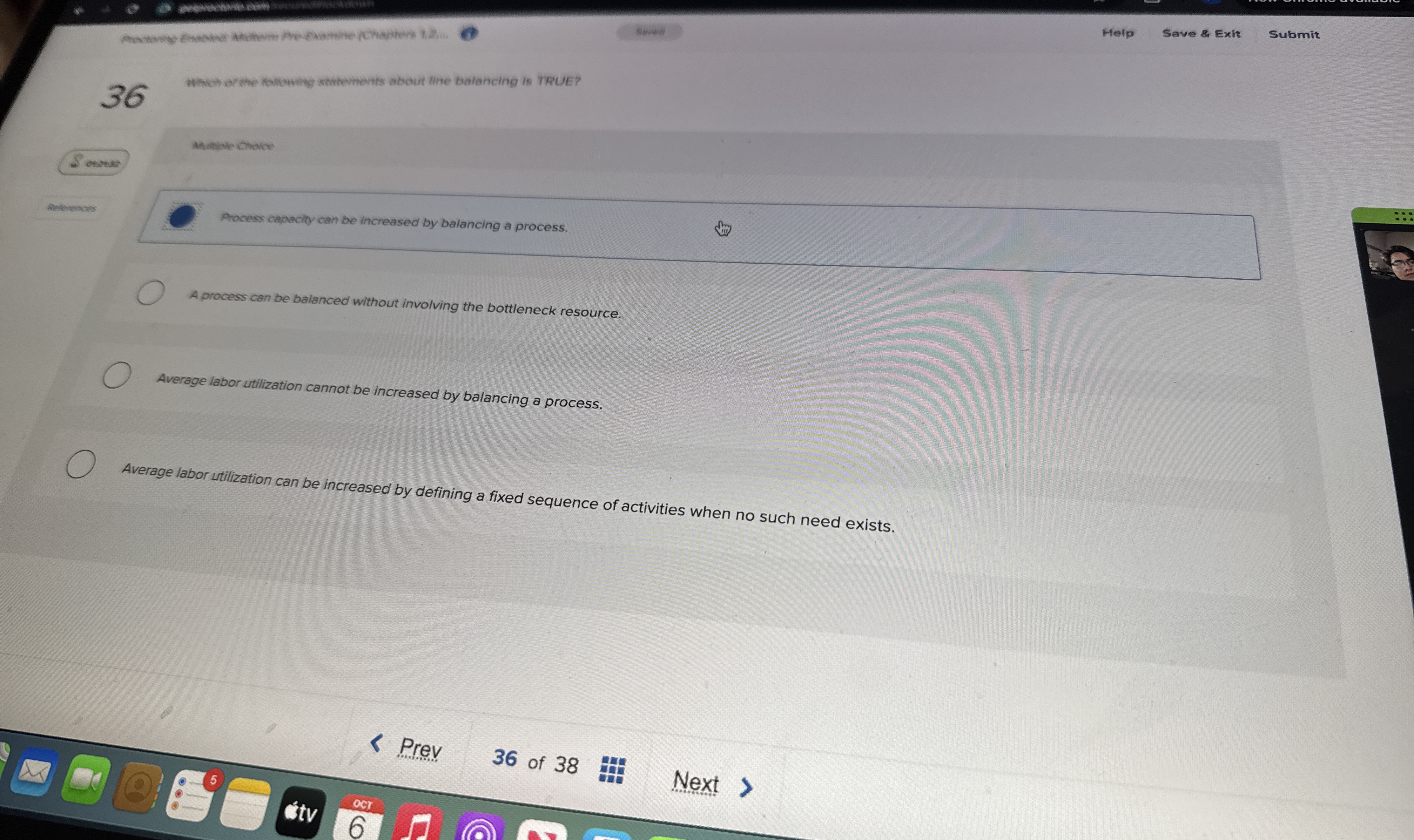  A antede Chate Process capacity can be increased by balancing a