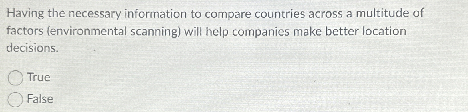  Having the necessary information to compare countries across a multitude of