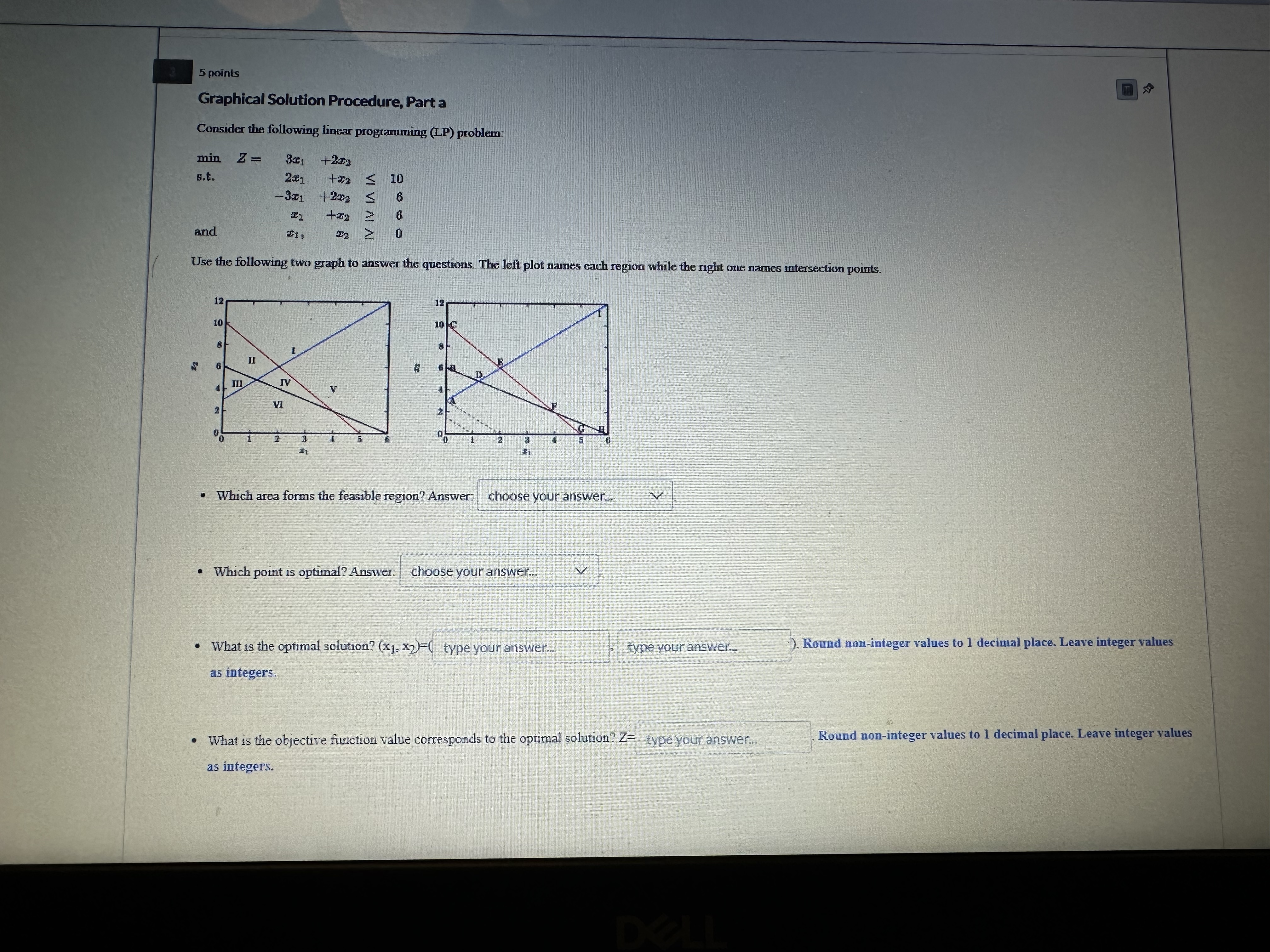  5 points Graphical Solution Procedure, Part a Consider the following linear