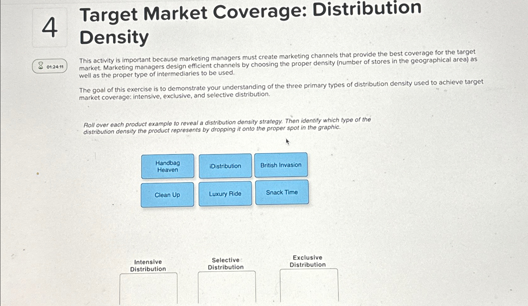  4 Target Market Coverage: Distribution Density 01:24:11 This activity is important