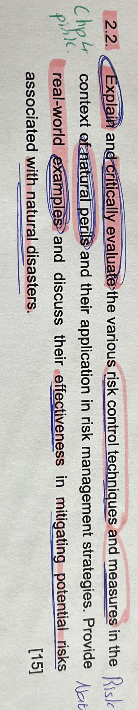  2.2. Explain and critically evaluate the various risk control techniques and