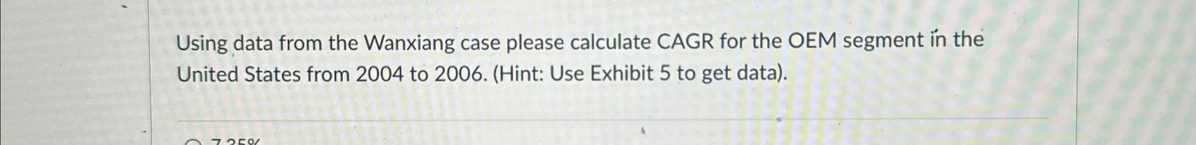  Using data from the Wanxiang case please calculate CAGR for the