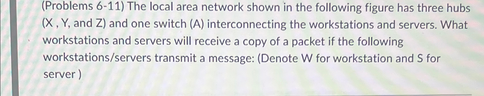  (Problems 6-11) The local area network shown in the following figure