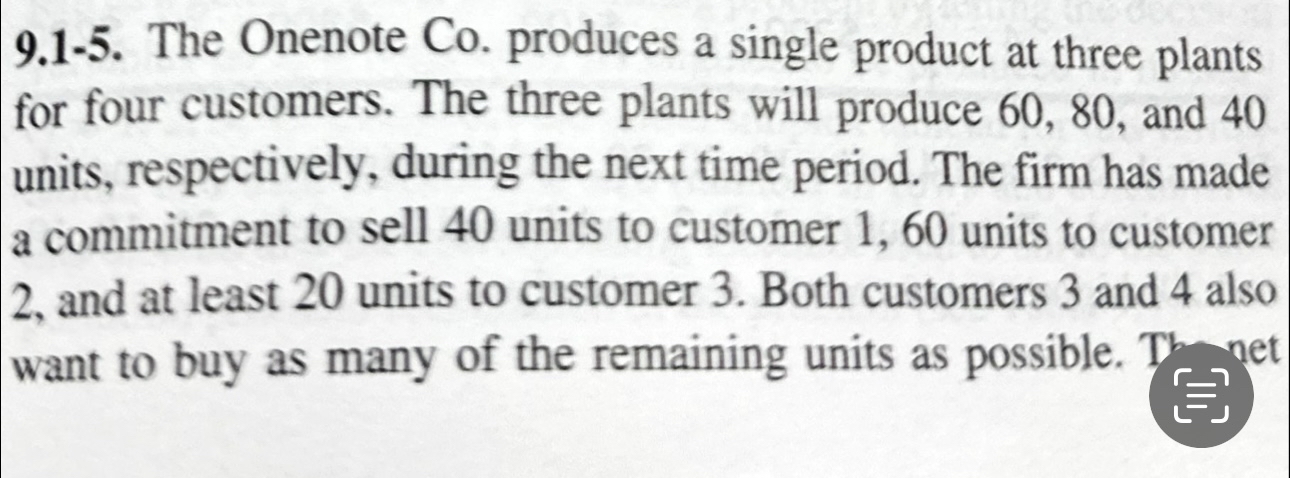  Please help me with my operations research homework9.1-5. The Onenote Co.