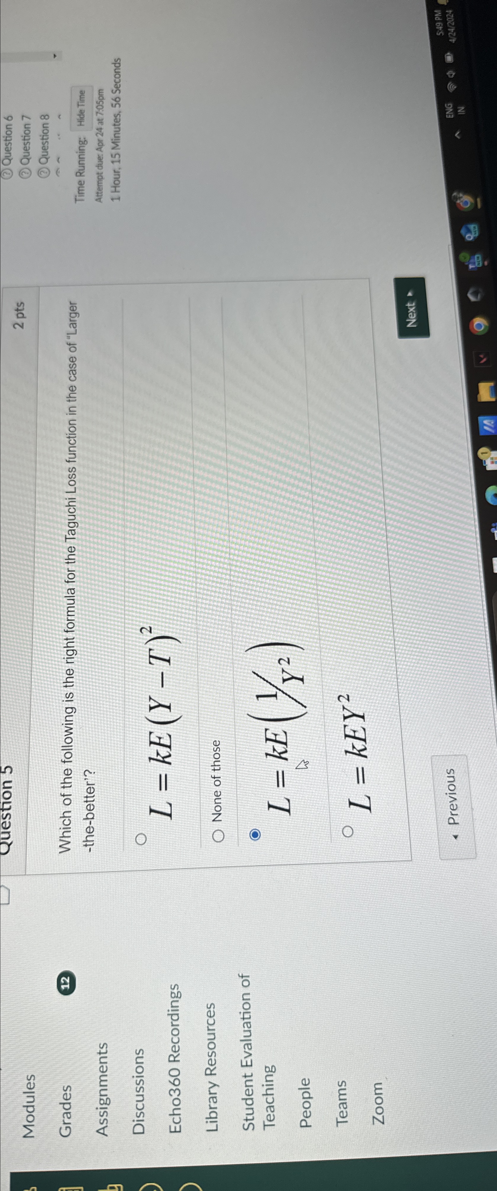  Modules Grades Assignments Discussions Echo360 Recordings Library Resources Student Evaluation of