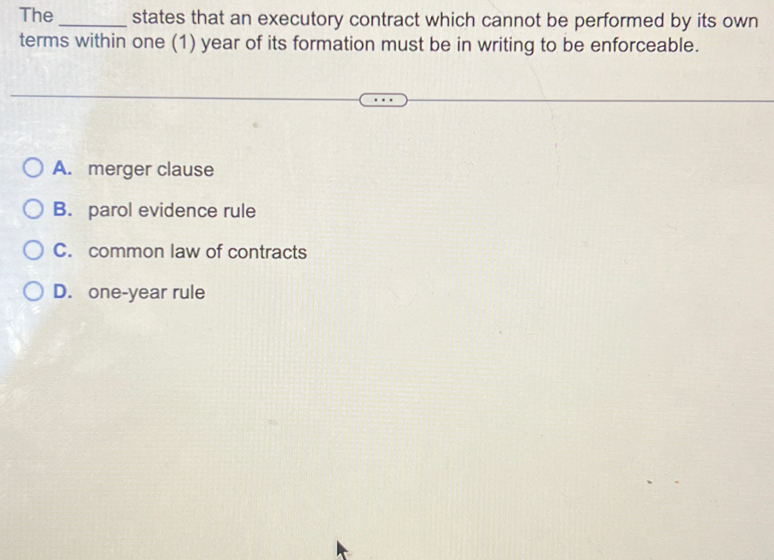  The states that an executory contract which cannot be performed by