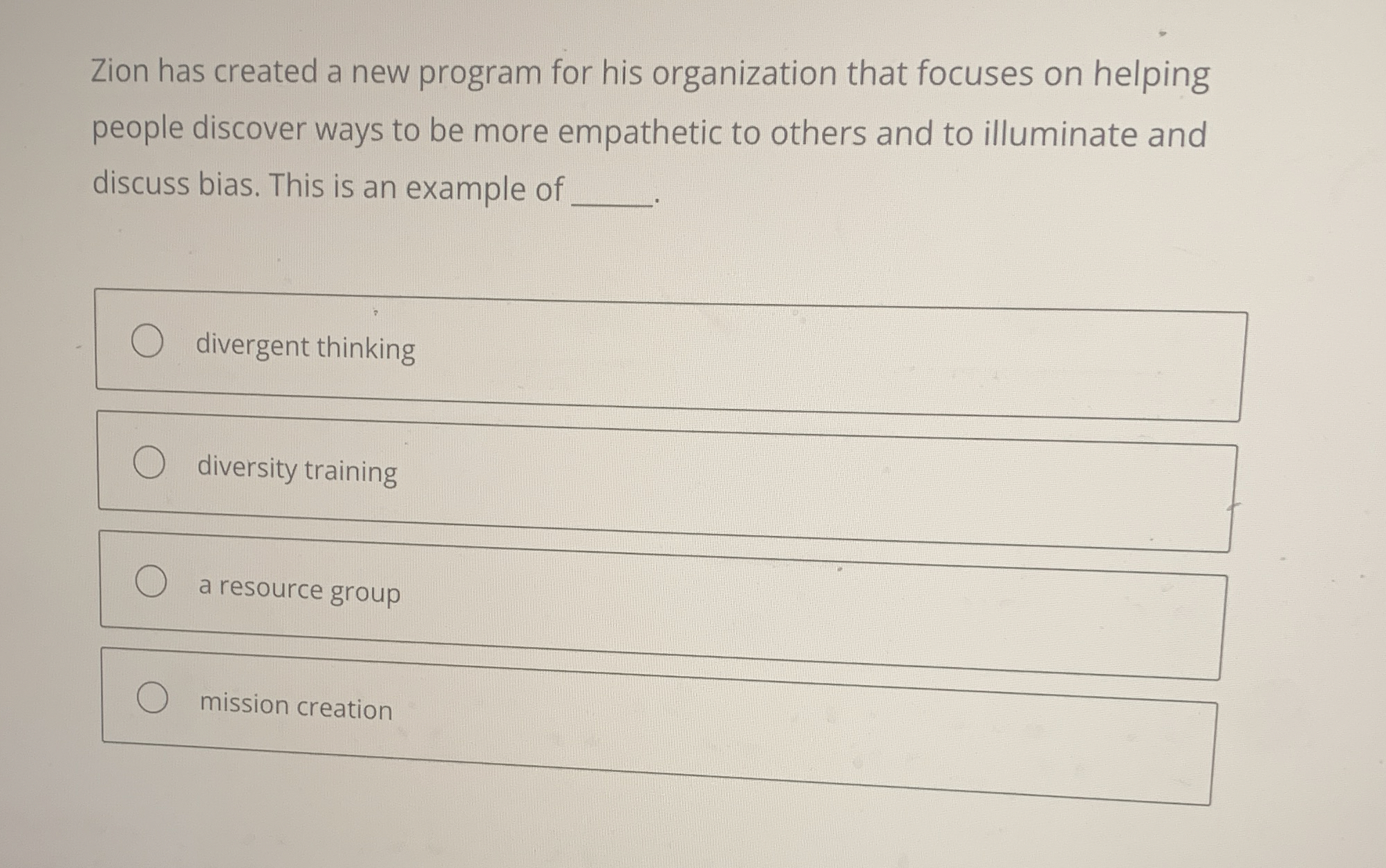  Zion has created a new program for his organization that focuses