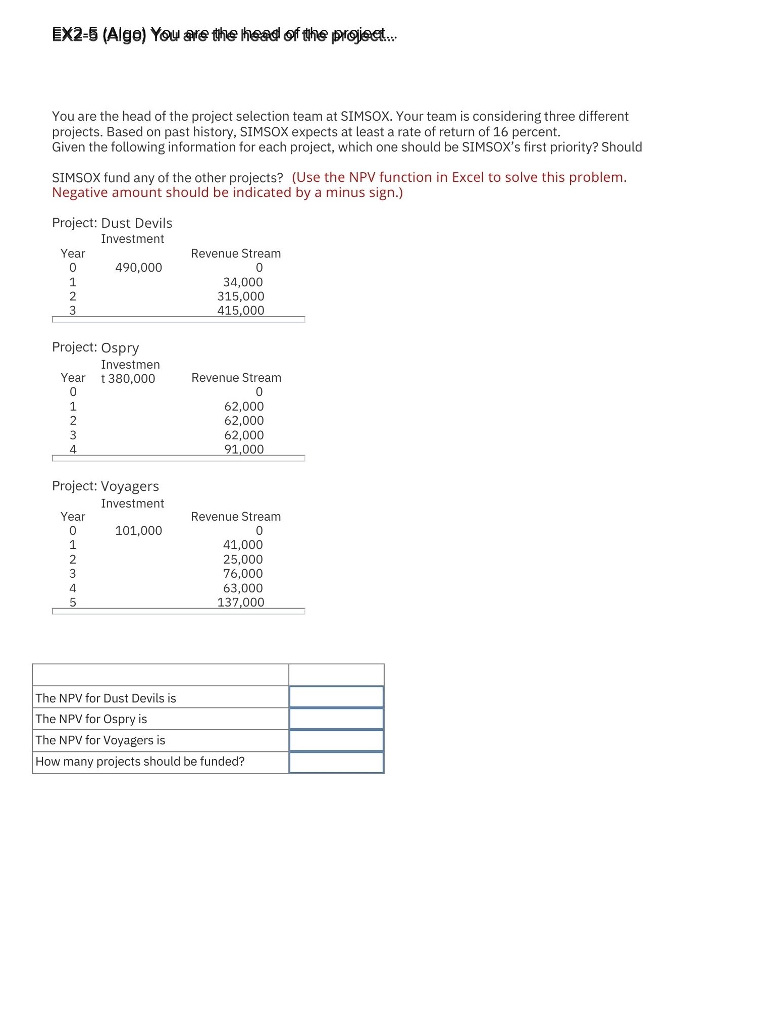  Exx=5(Algo) You are the thead of the project... You are the