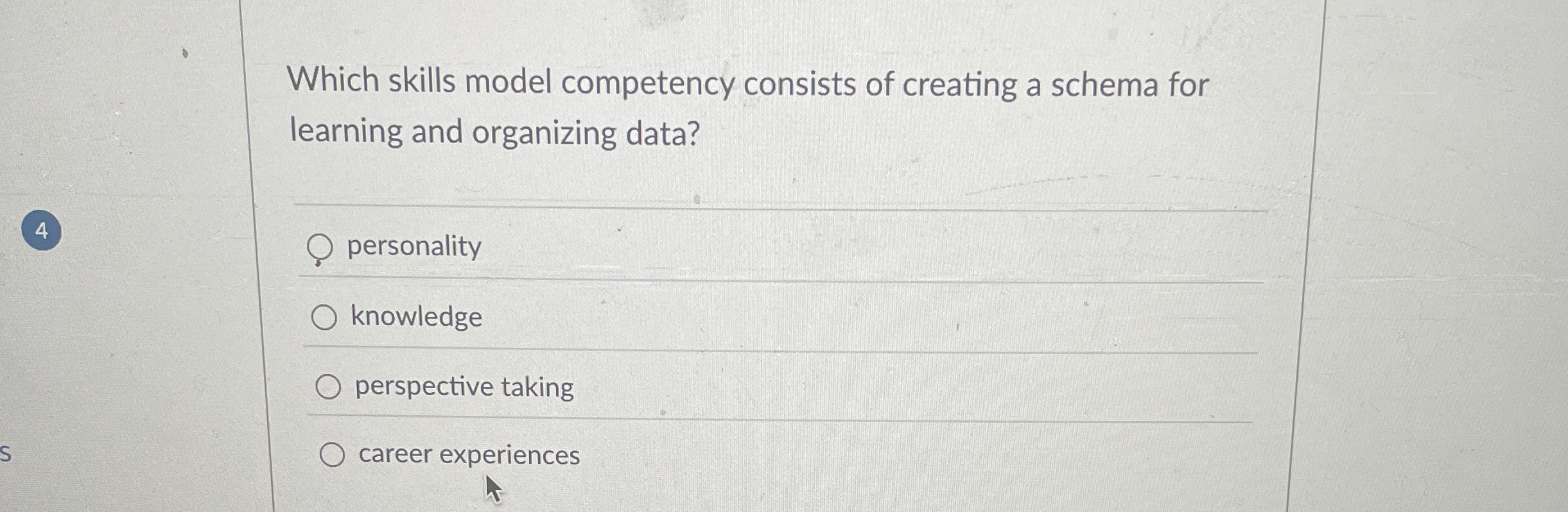  Which skills model competency consists of creating a schema for learning