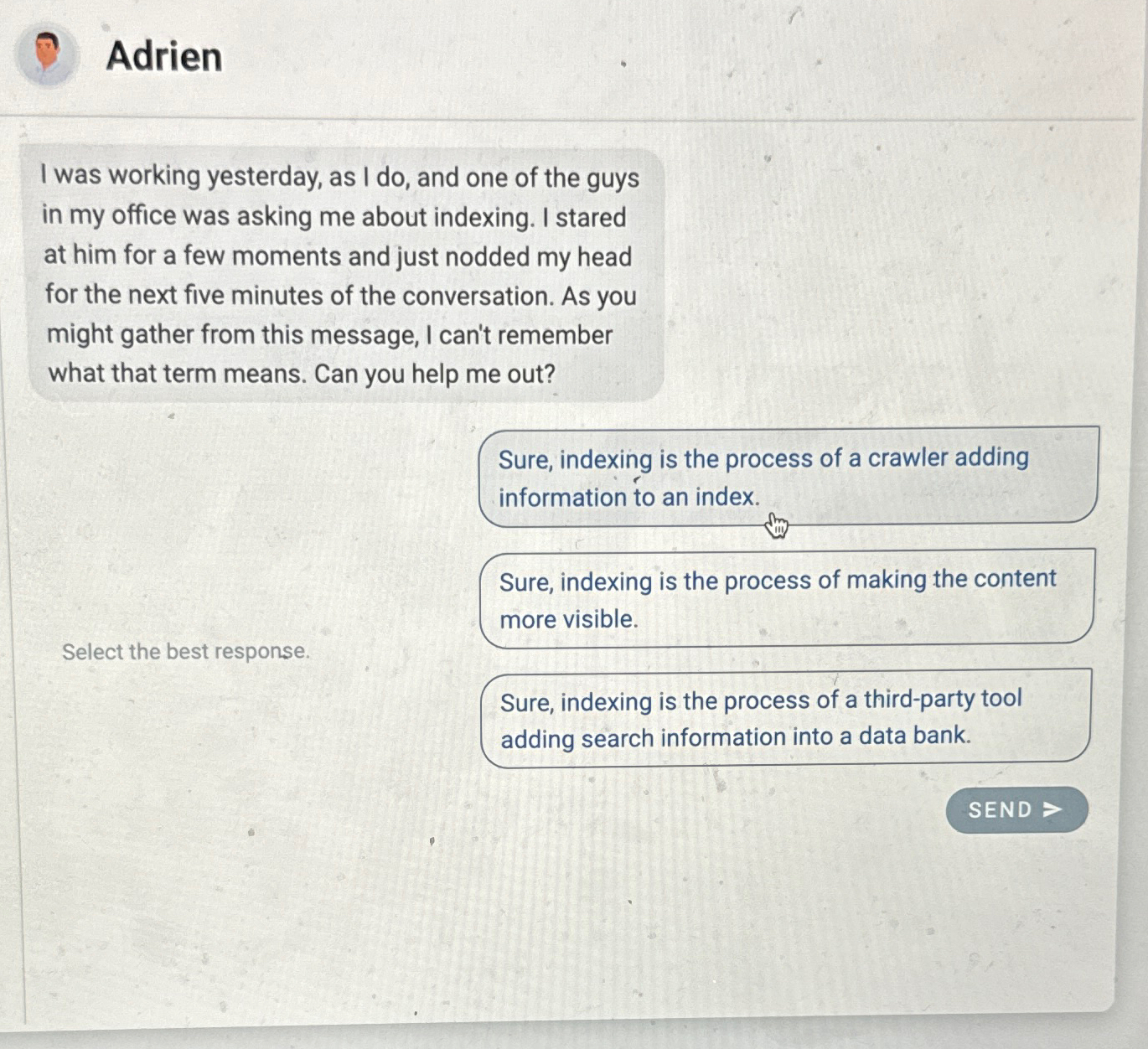  Adrien I was working yesterday, as I do, and one of