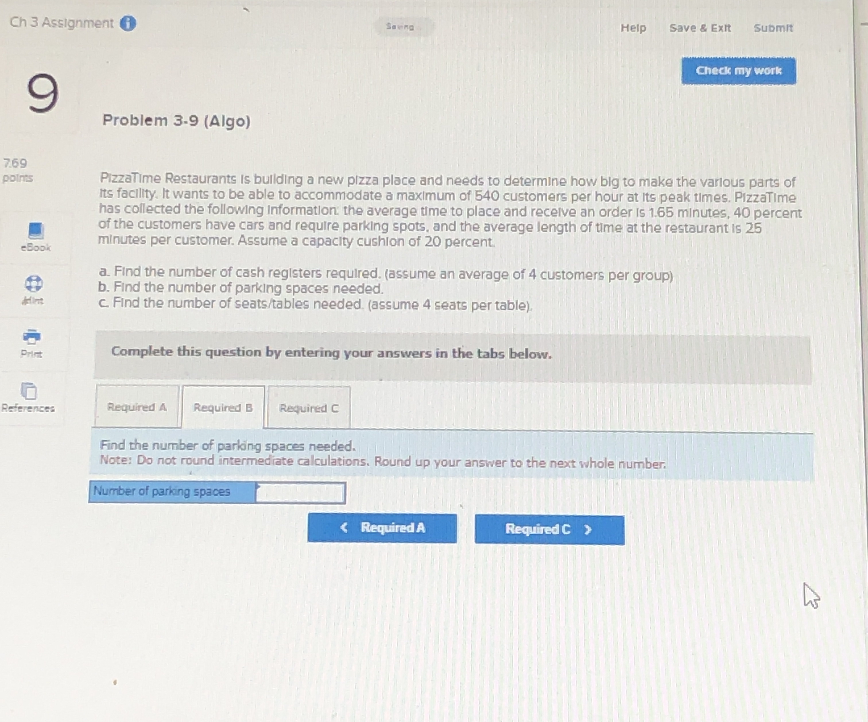  Ch3 Assignment ( Saving Help Save & Exit Submit Problem 3-9(Algo)