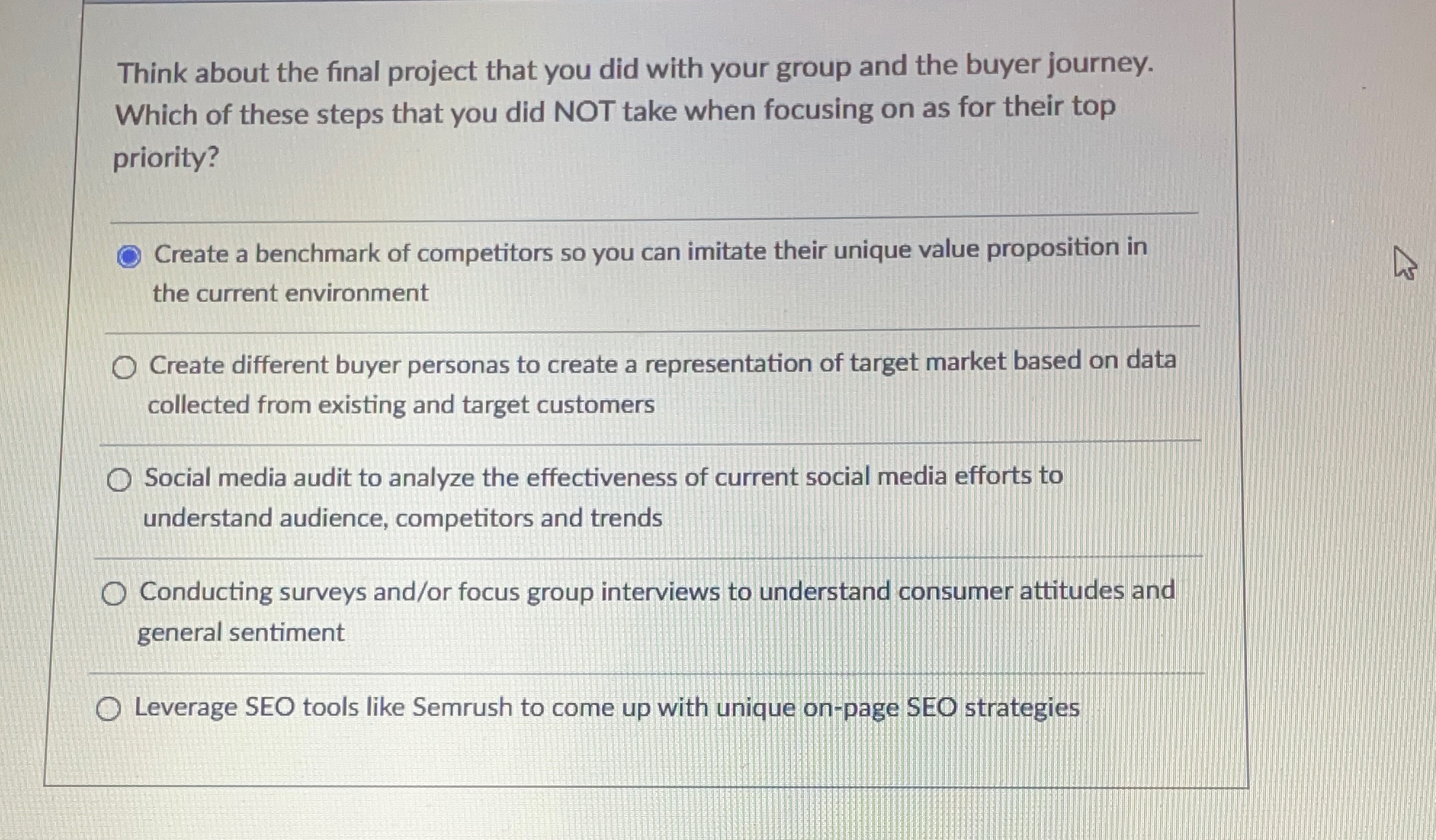  Think about the final project that you did with your group