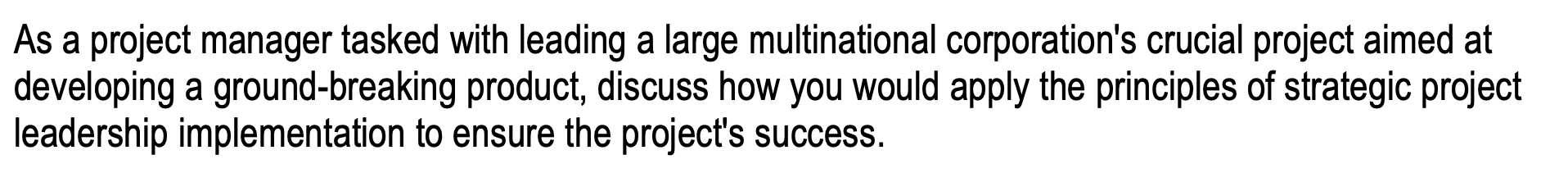  As a project manager tasked with leading a large multinational corporation's