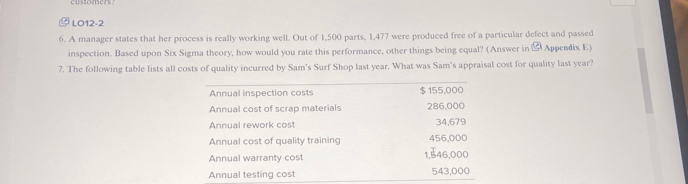  L012-2 6. A manager states that her process is really working