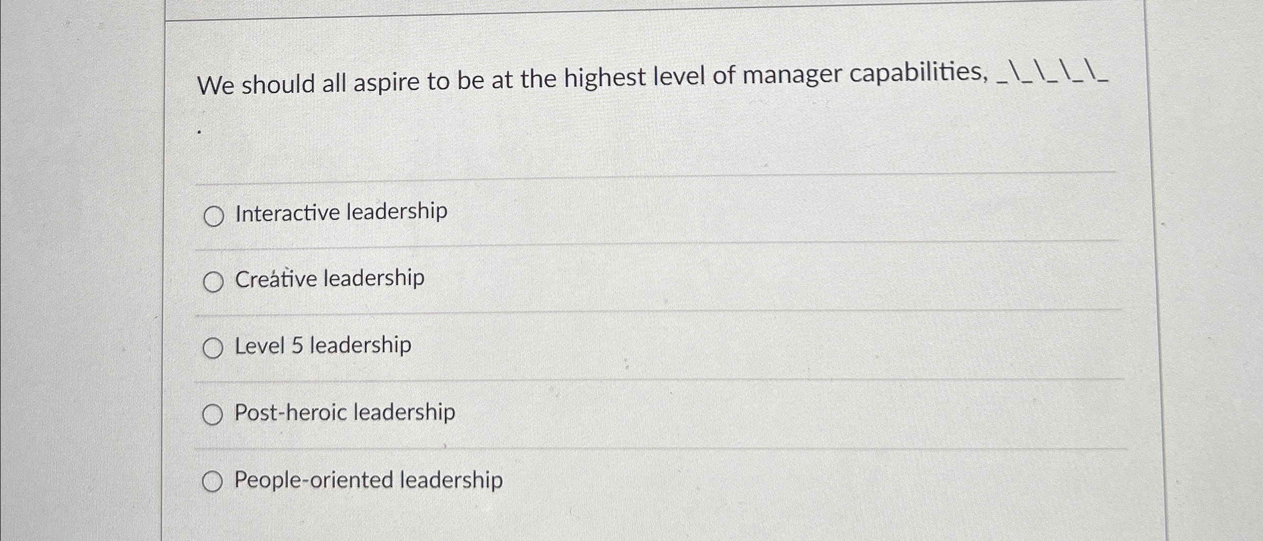  We should all aspire to be at the highest level of