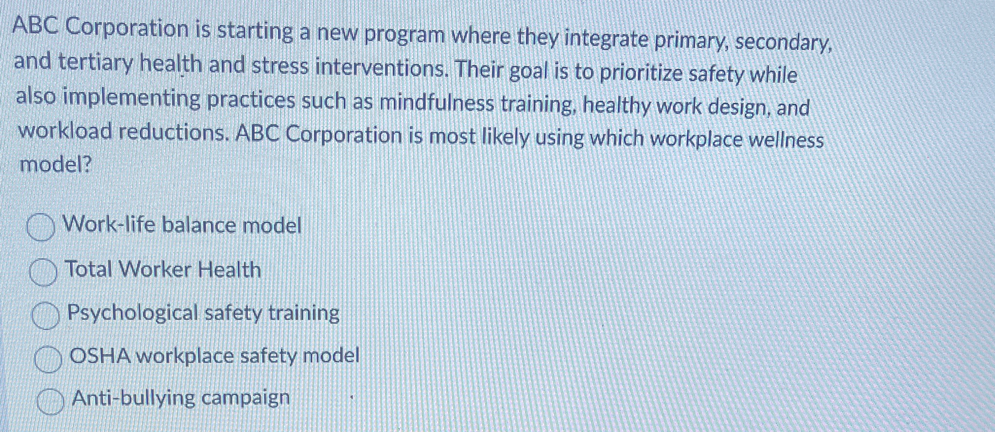  ABC Corporation is starting a new program where they integrate primary,